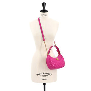 Versace Leather Hobo Bag Medusa Pink Handbag Shoulder Quilted